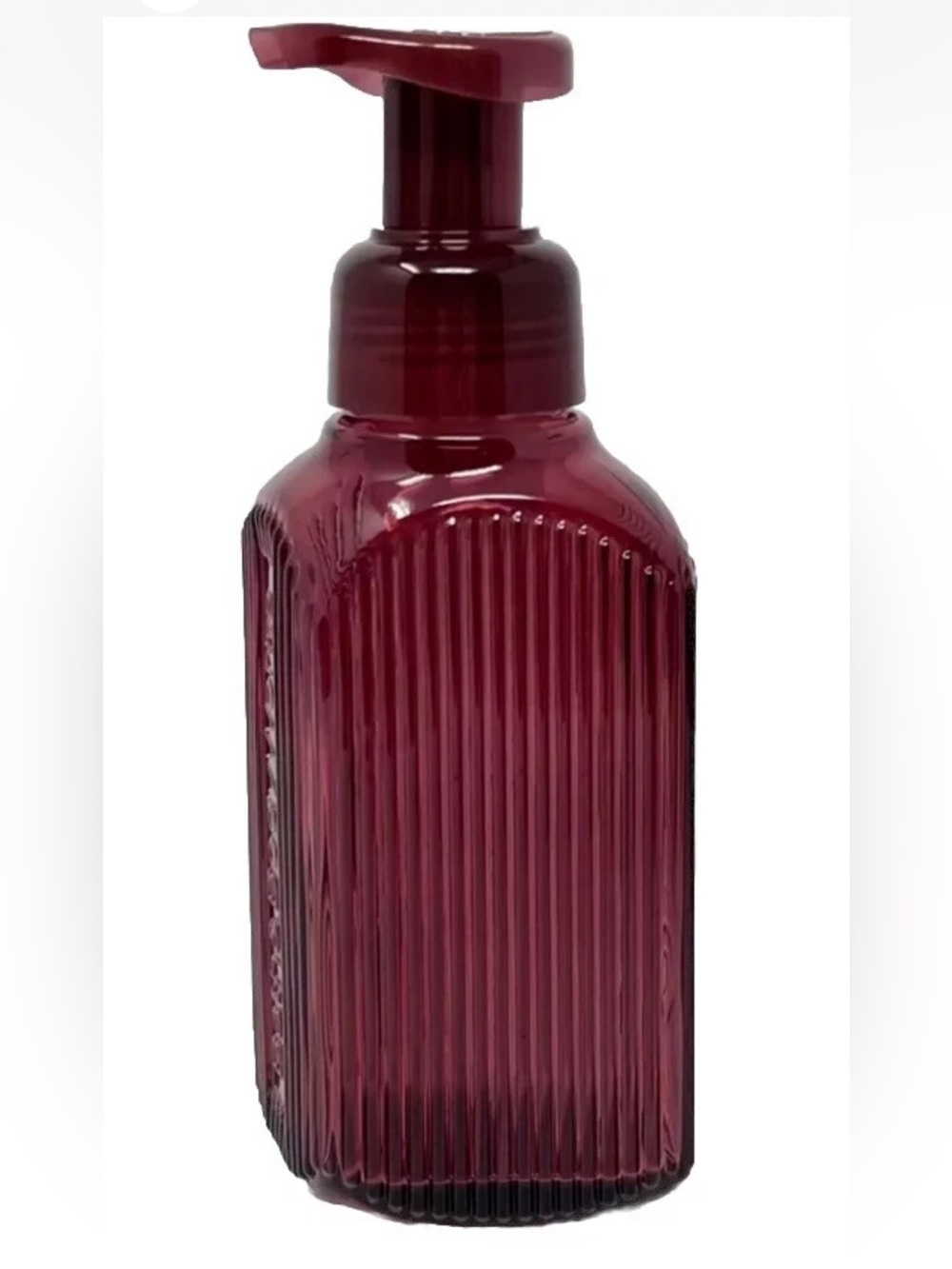 Bath & Body Works Maroon Vertical Lines Foaming Hand Soap Dispenser Glass - Picture 7 of 7